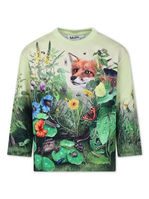 Molo Mountoo Wild Garden-print cotton sweatshirt - Green