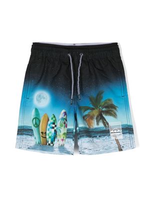 Molo Neal photograph-printed swim shorts - Blue