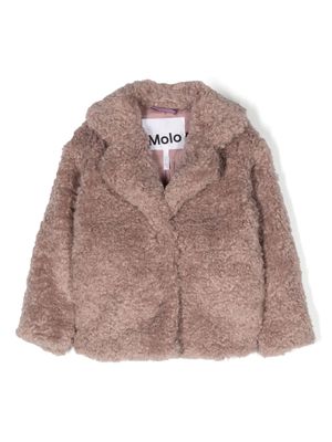 Molo notched-collar faux-fur jacket - Pink