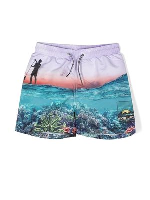 Molo ocean-motif swim shorts - Blue