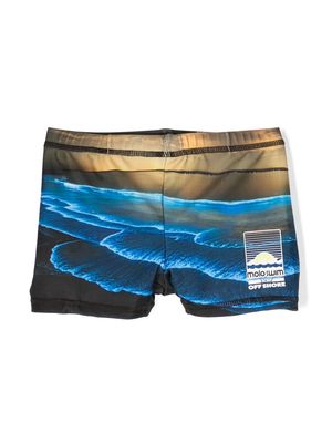 Molo ocean-motif swim trunks - Blue