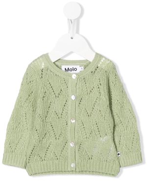 Molo open-knit long-sleeve cardigan - Green