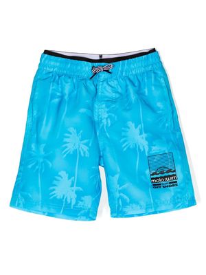 Molo palm tree-print swim shorts - Blue