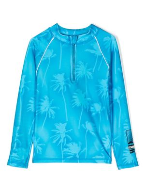 Molo palm tree-print swim top - Blue