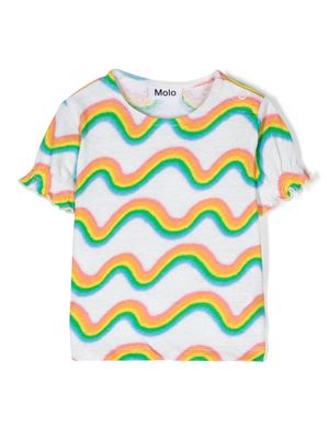 Molo rainbow stripe-detail T-shirt - Neutrals