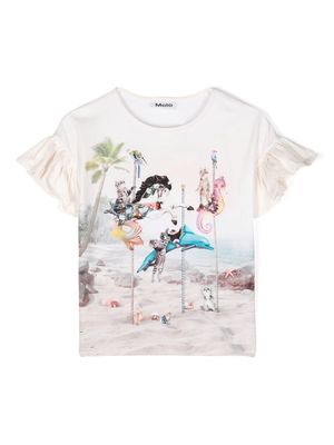 Molo Rayah Carousel-Cats-print T-shirt - Neutrals