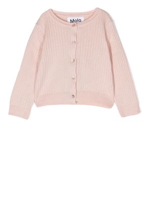 Molo rib-knit organic cotton cardigan - Pink