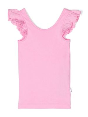 Molo ruffled-trim ribbed vest - Pink