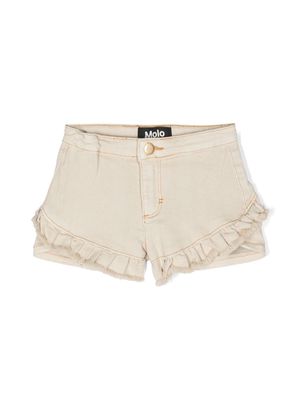 Molo ruffled twill shorts - Neutrals