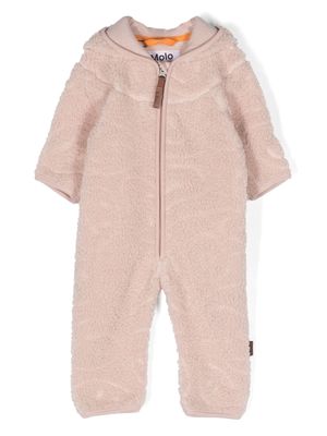 Molo shearling teddy bear-hood pajamas - Pink