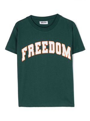 Molo slogan-print organic-cotton T-shirt - Green