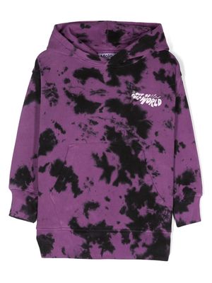 Molo slogan-print tie-dye hoodie - Purple