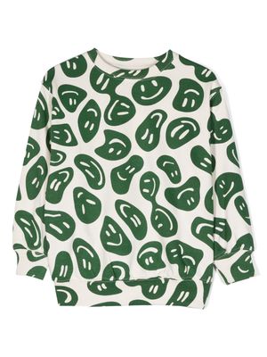 Molo smiley face-print organic cotton sweatshirt - Green