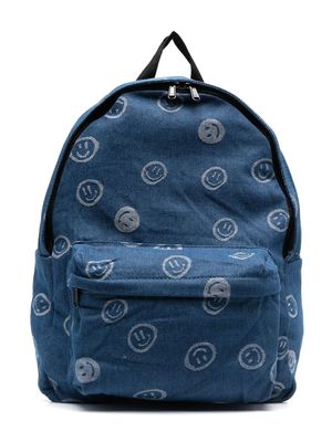 Molo smiley-print denim backpack - Blue