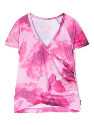 Molo V-neck floral-print T-shirt - Pink