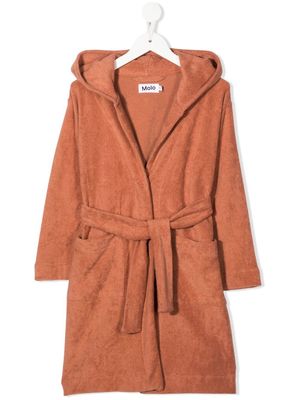 Molo waist-tied hooded robe - Brown