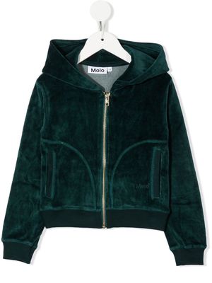Molo zip-up velour hoodie - Green