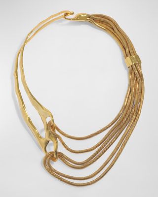 Molten Gold Intertwined Snake Chain Necklace