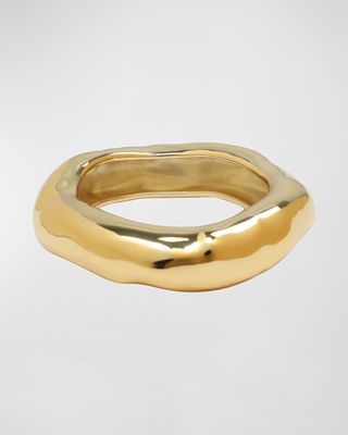 Molten Gold Wide Bangle Bracelet, Size Large