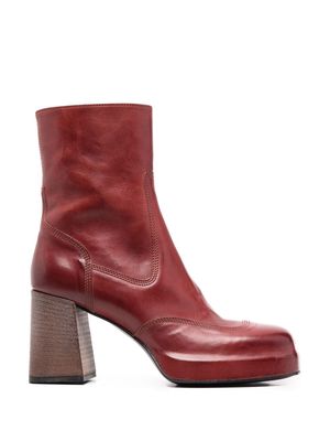Moma 90mm leather boots - Red