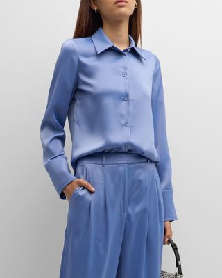 Momo Satin Button-Front Shirt