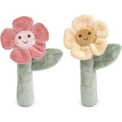 MON AMI Set of 2 Flower Rattles in Multi 