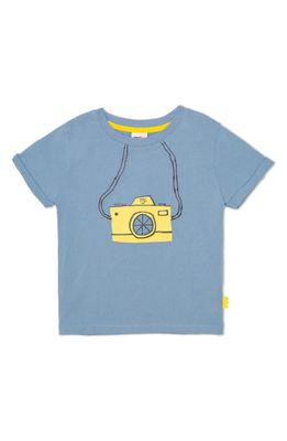 Mon Coeur Kids' Camera Graphic T-Shirt in Faded Denim