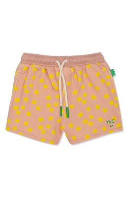 Mon Coeur Kids' Dot Print Shorts in Misty Rose/Cyber Yellow