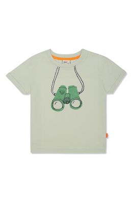 Mon Coeur Kids' Recycled Cotton & Cotton Graphic T-Shirt in Sea Foam Safari Binocular 