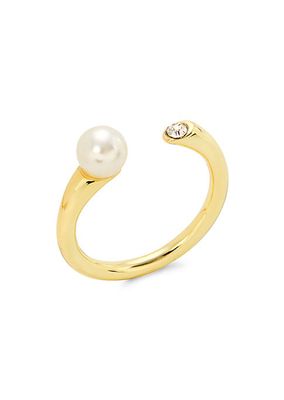 Mona 14K Gold-Plated Cubic Zirconia & Faux Pearl Ring