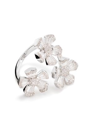 Monan 18kt white gold floral diamond ring - Silver