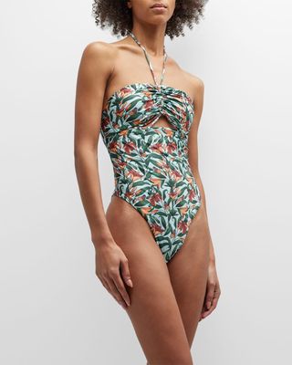 Monarca Floral Cutout Halter One-Piece Swimsuit
