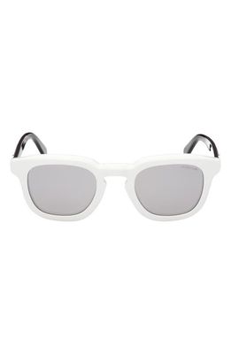 Moncler 50mm Square Sunglasses in White /Smoke Mirror