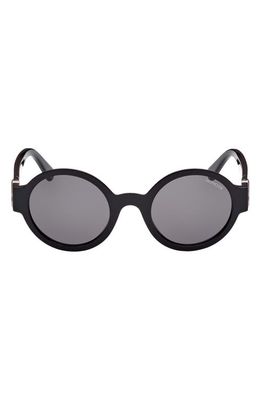 Moncler 51mm Round Sunglasses in Black/Gunmetal /Smoke