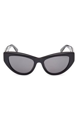 Moncler 53mm Cat Eye Sunglasses in Shiny Black /Smoke