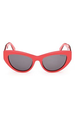 Moncler 53mm Cat Eye Sunglasses in Shiny Red /Smoke