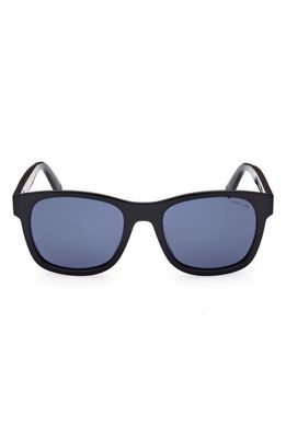 Moncler 55mm Square Sunglasses in Shiny Black /Blue
