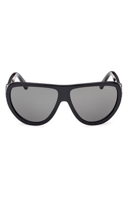 Moncler 62mm Oversize Pilot Sunglasses in Black/Gunmetal /Smoke