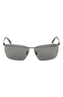 Moncler 67mm Oversize Rectangular Sunglasses in Shiny Dark Ruthenium /Green