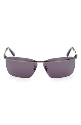 Moncler 67mm Oversize Rectangular Sunglasses in Shiny Gunmetal /Smoke
