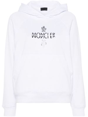 Moncler appliqué-logo cotton hoodie - White