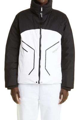 Moncler Barbat Colorblock Down Jacket in White