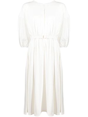 Moncler belted cotton midi dress - White