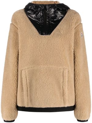 Moncler brushed-effect panelled hoodie - Neutrals