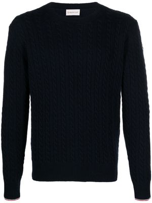 Moncler cable-knit virgin wool blend jumper - Blue