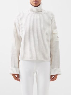 Moncler - Carded Flap-pocket Wool Roll-neck Sweater - Womens - White