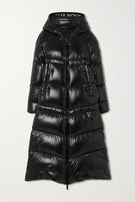 Moncler - Chanon Hooded Quilted Coated-shell Coat - Black