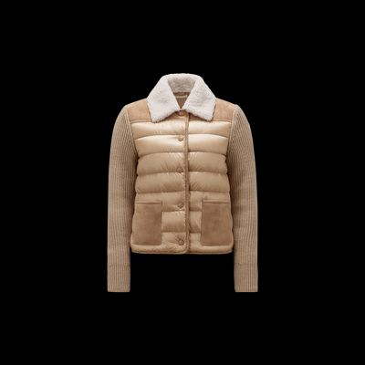 MONCLER COLLECTION Cardigan matelassé en laine et shearling