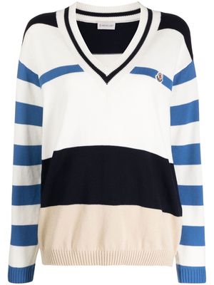 Moncler colour-block striped jumper - White