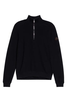 Moncler Cotton & Cashmere Quarter Zip Sweater in Navy